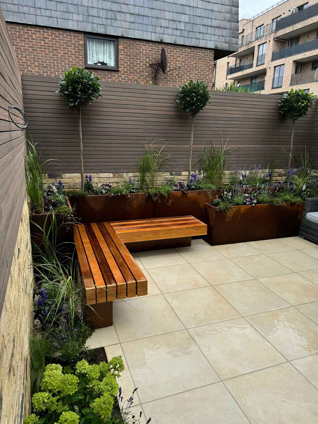 After image of the courtyard garden, fully landscaped.
