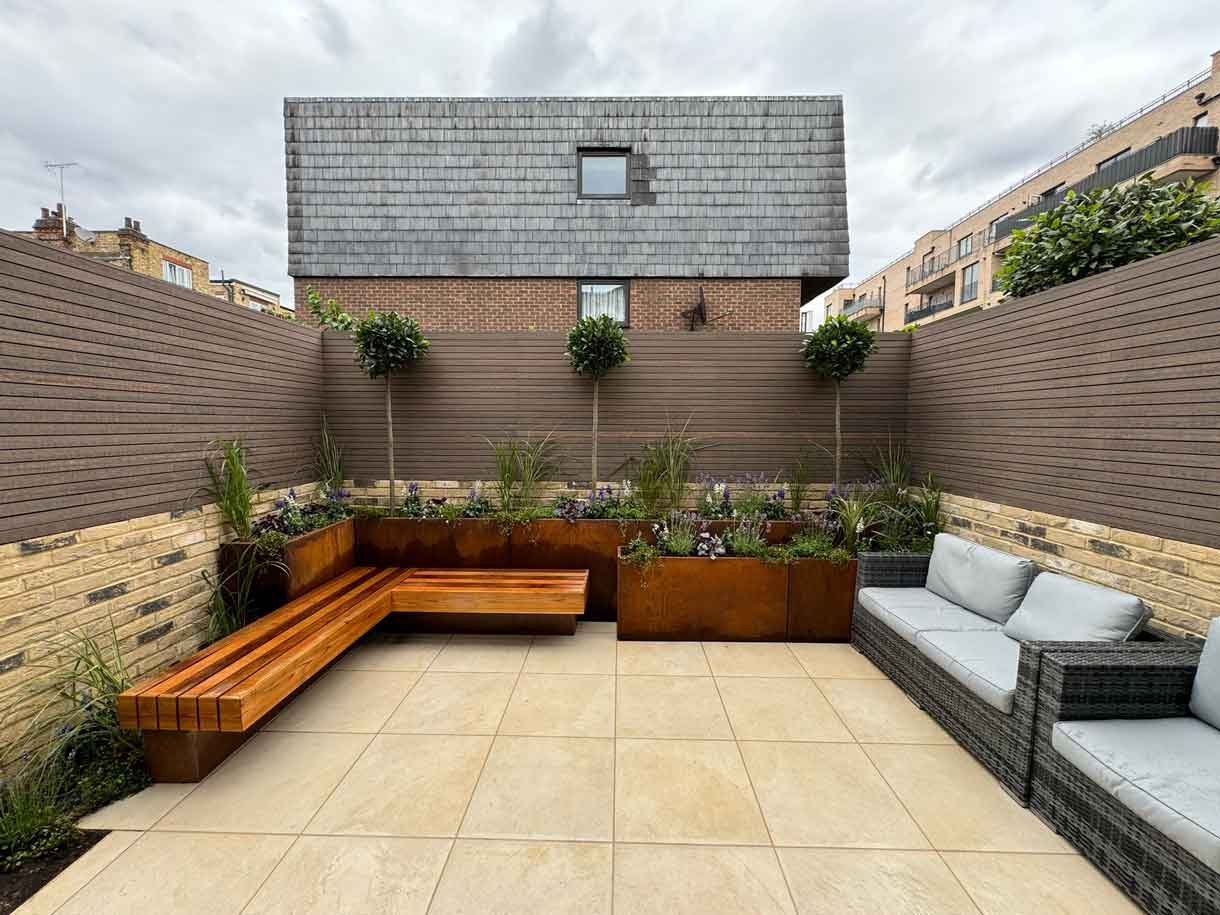 After image of the courtyard garden, fully landscaped.