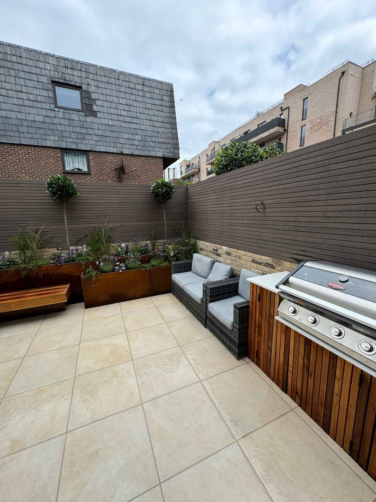 After image of the courtyard garden, fully landscaped.