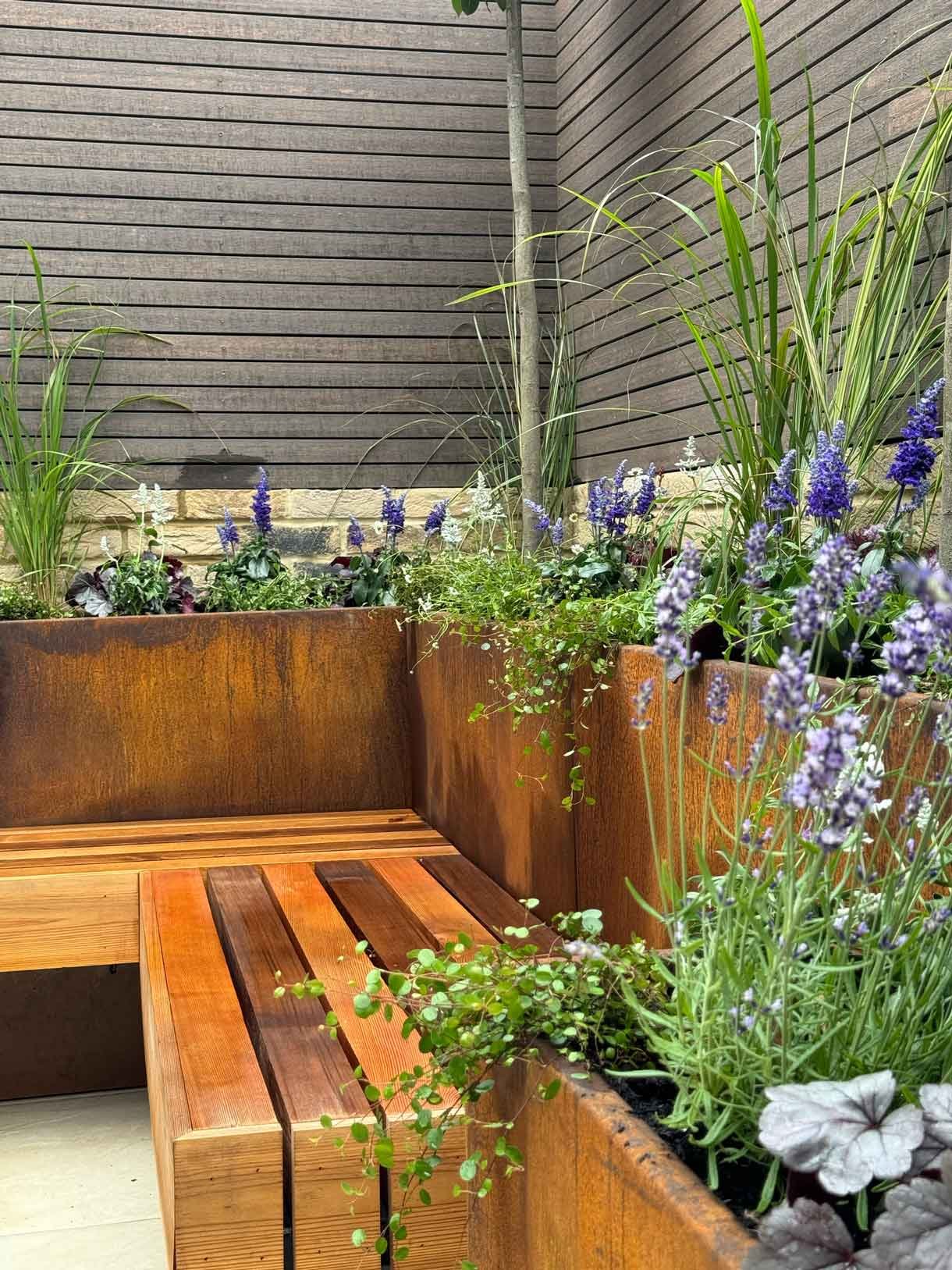 After image of the courtyard garden, fully landscaped.
