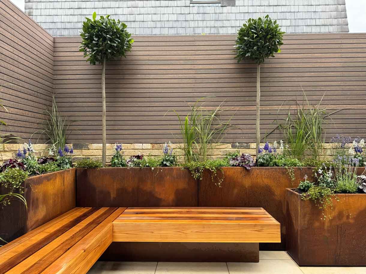 After image of the courtyard garden, fully landscaped.