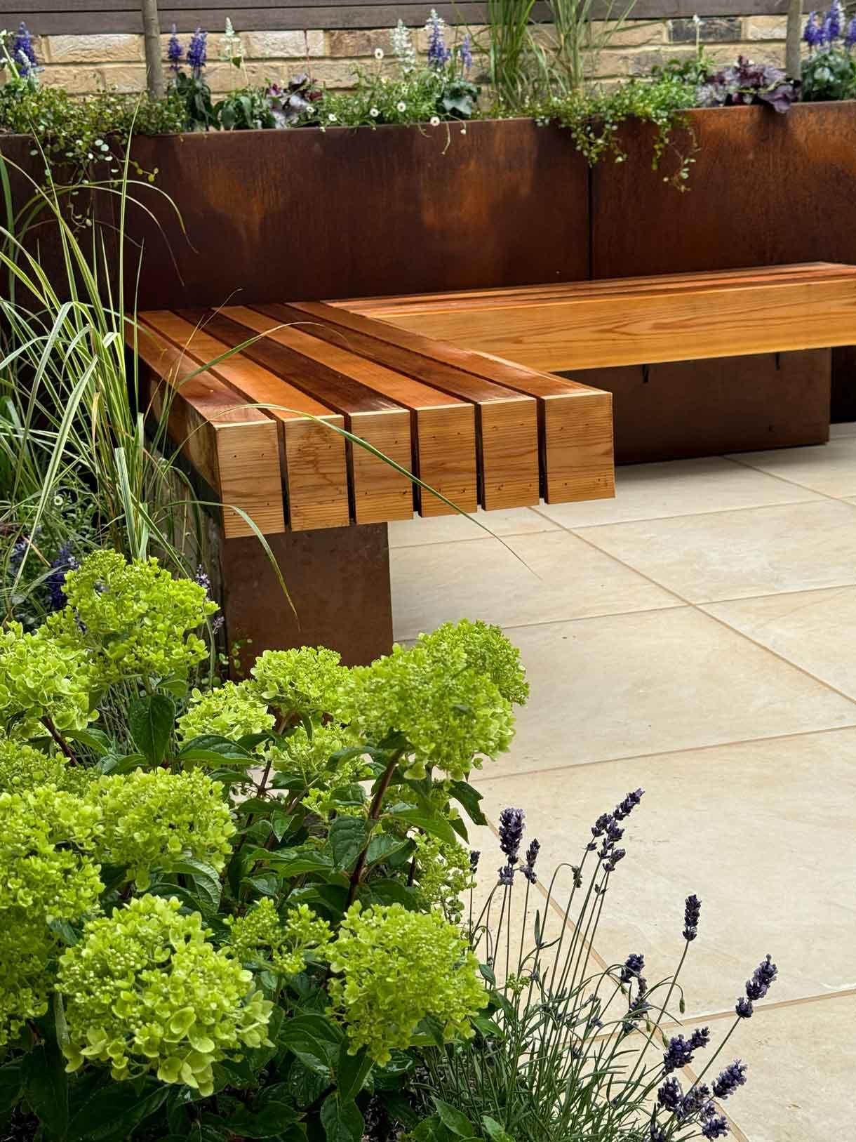 After image of the courtyard garden, fully landscaped.