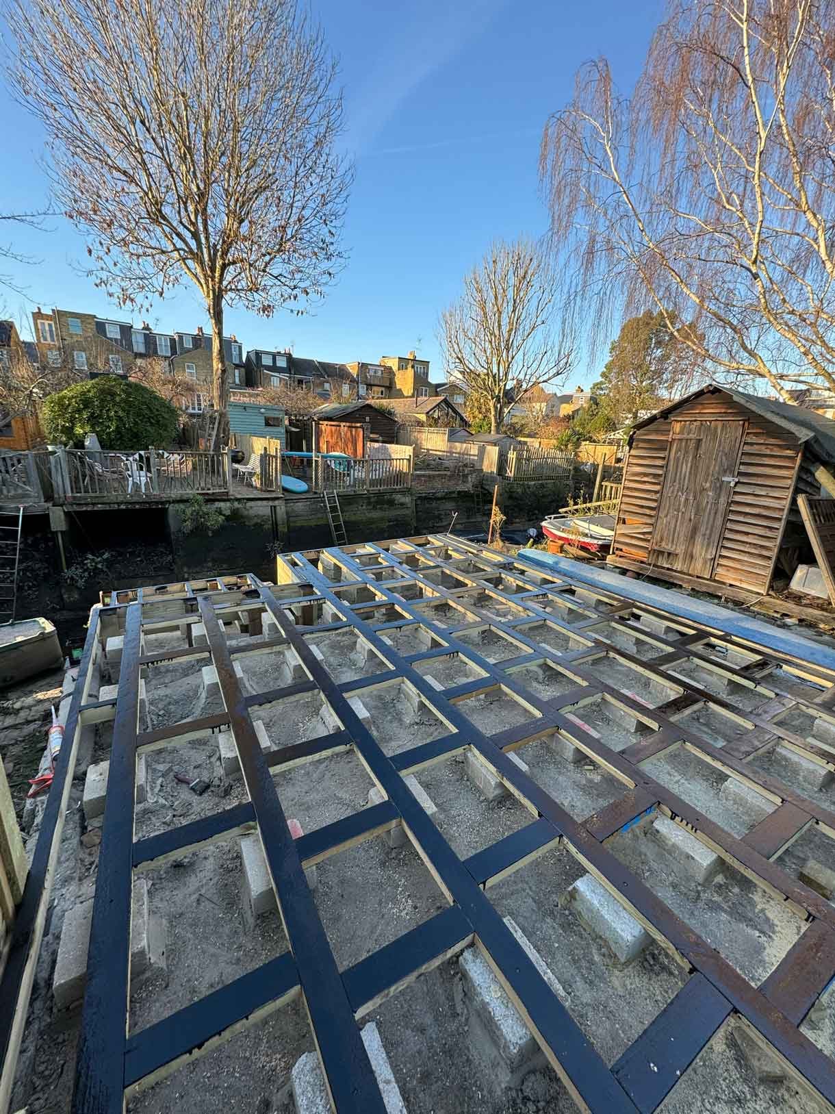 Wooden decking subframe
