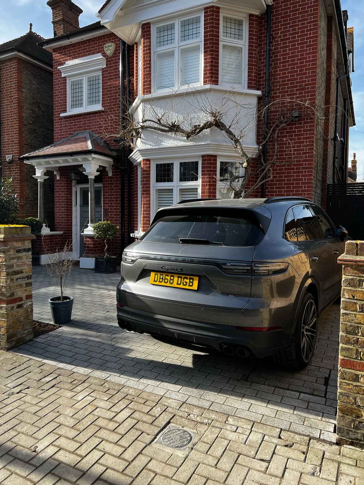A driveway made from granite setts for this redbrick property in Putney.
