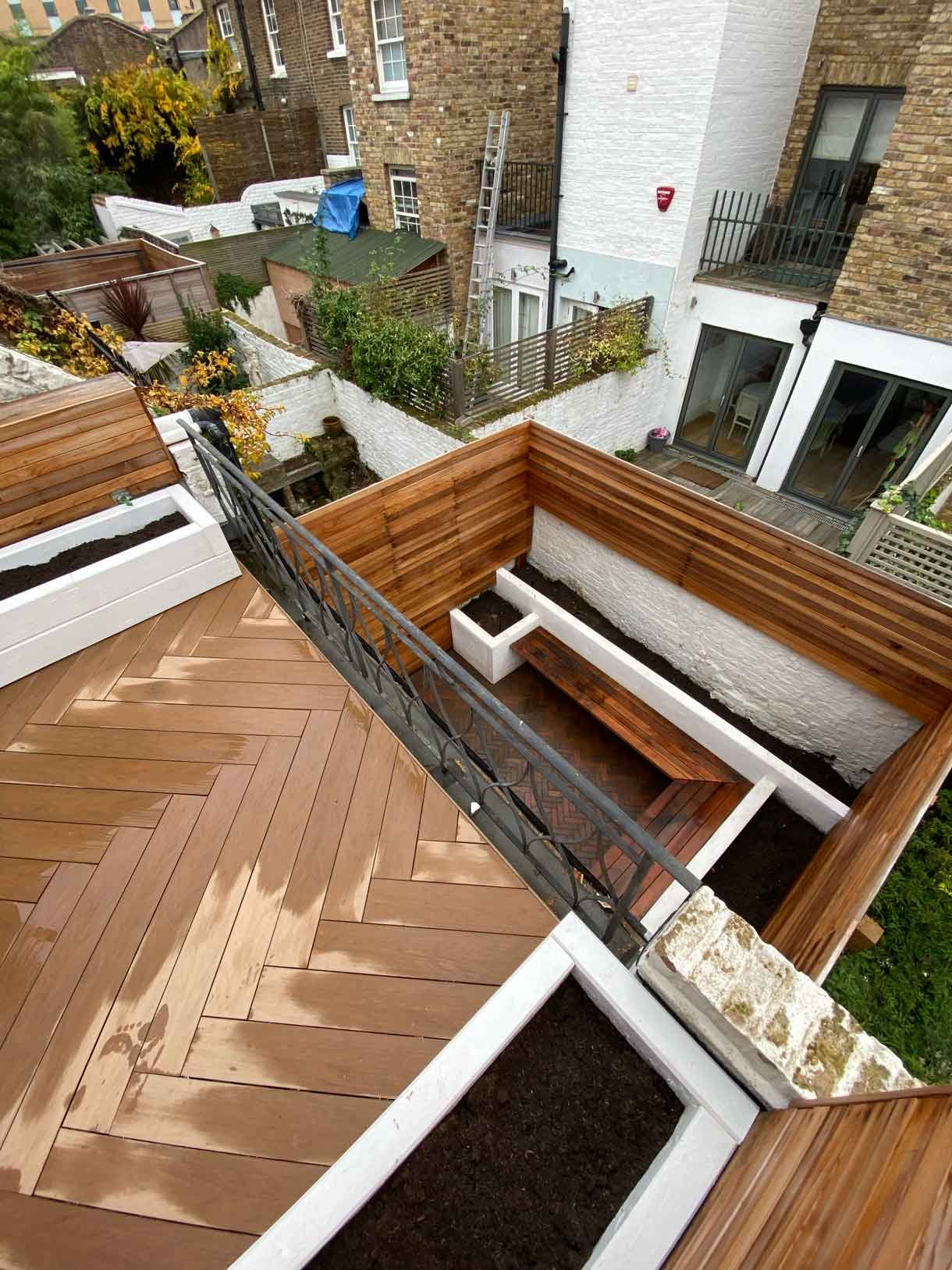 A very small courtyard garden and roof terrace transformed into usable spaces in the heart of Chelsea.