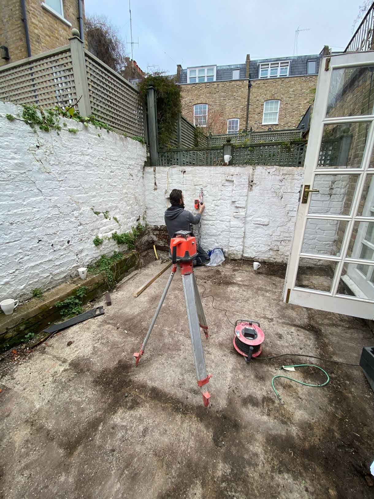 A site survey of the garden before to get the correct levels.