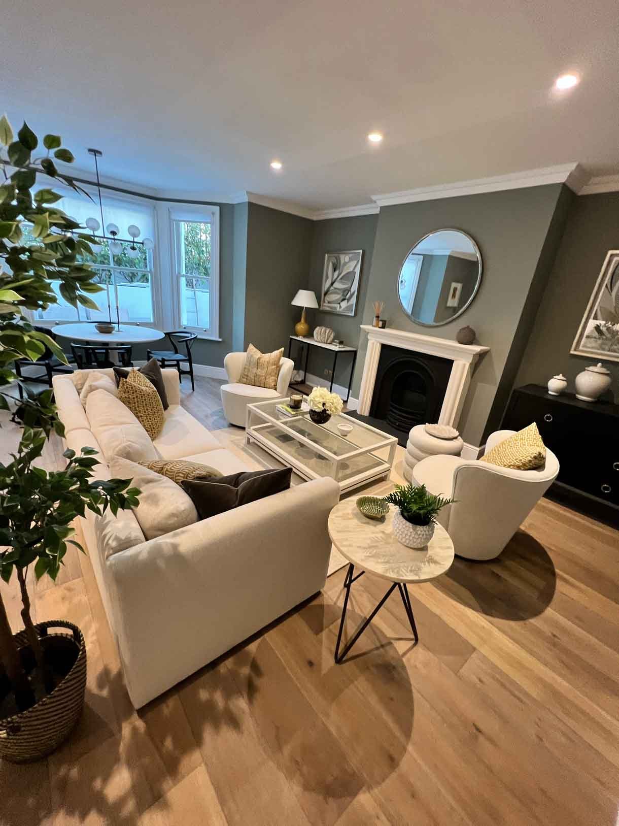 Interior shot of the garden flat. The lounge area.