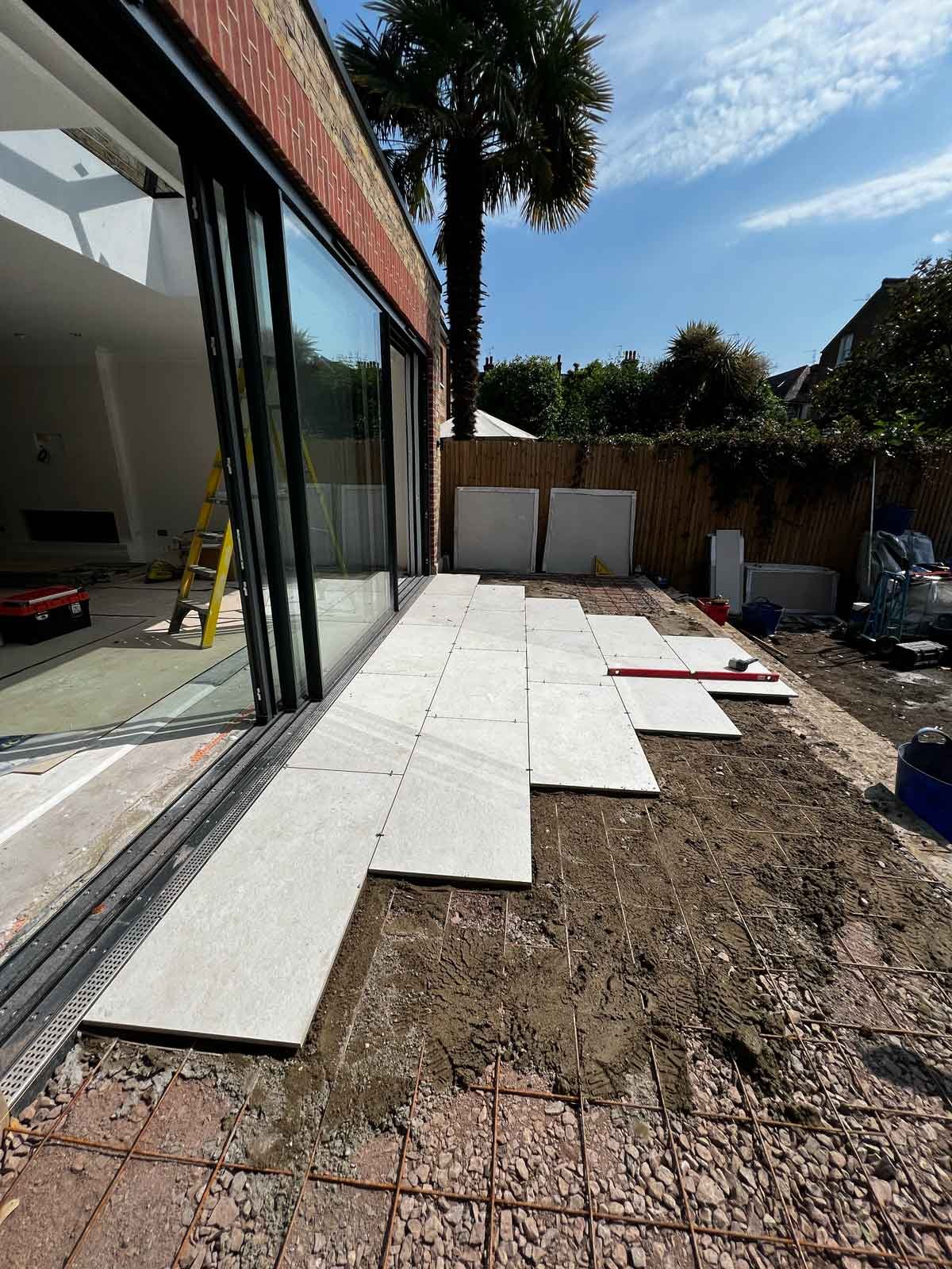 A new patio for a new house extension.